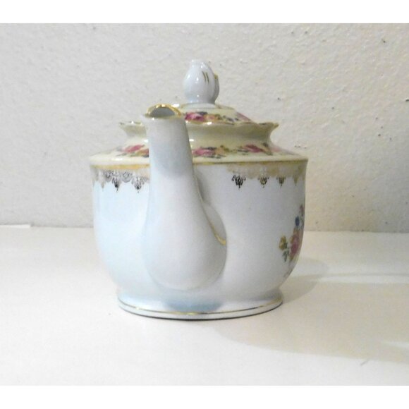 Vintage 1940s Goldcastle Hostess China Teapot Floral Design Gold Trim Japan - Picture 6 of 16